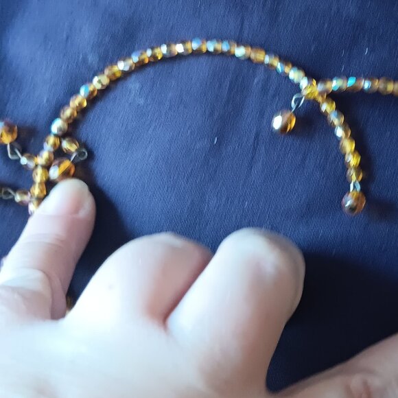 Set of 2 Handmade Beaded Chokers. 1 black 1 Amber Fits multiple sized necks F14 - Picture 3 of 6